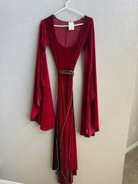 Red Velvet Medieval Gown